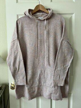 Pure Jill J Jill Hooded Sweater Womens 2X Pink Speckled Tunic